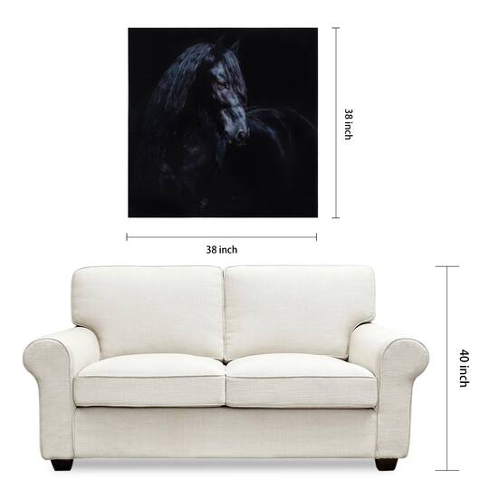 Empire Art Direct 38" x 38" Black Equine Attraction Frameless Printed Tempered Glass Wall Art